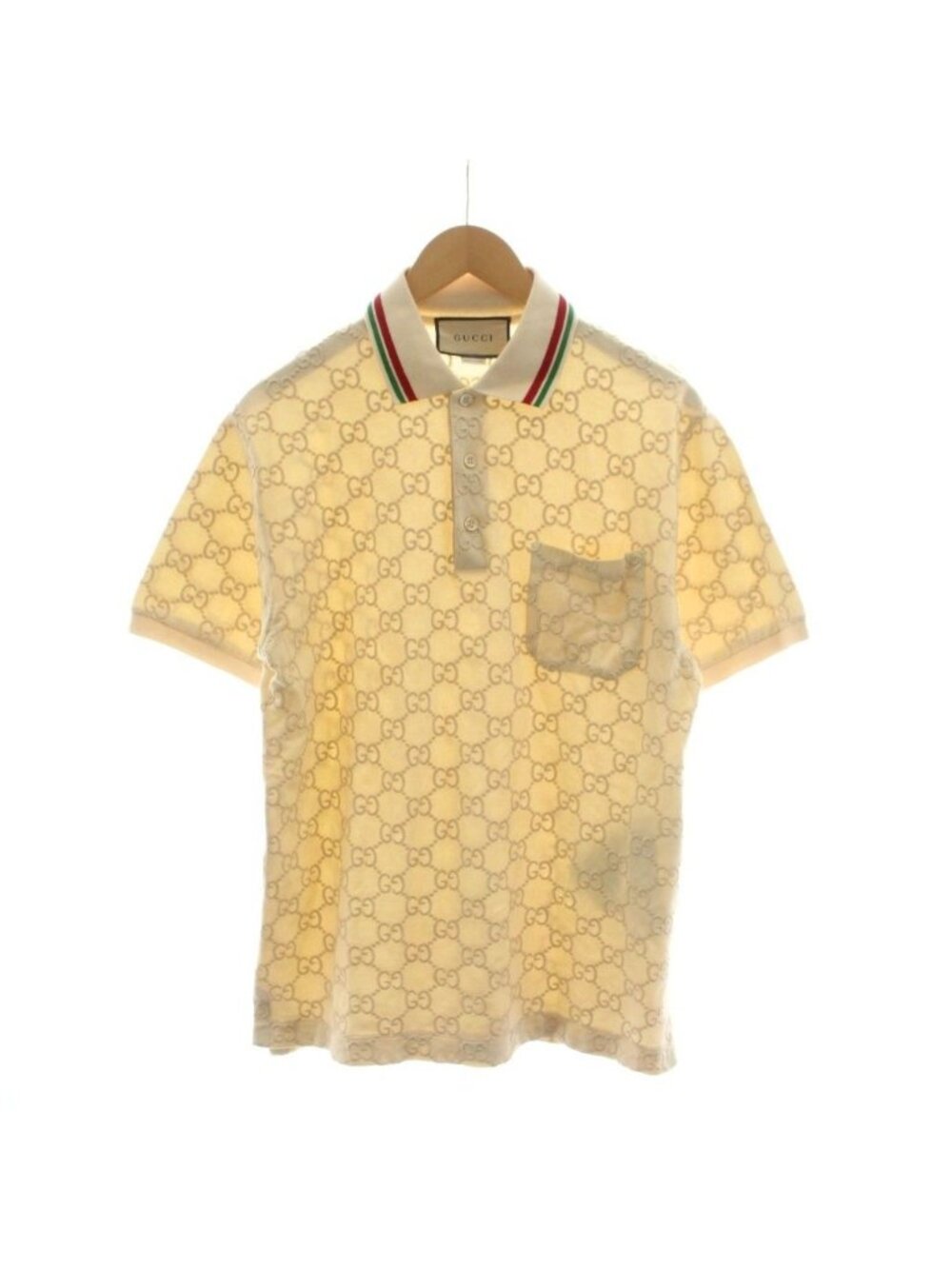 Gucci GG Pattern Polo Shirt Short Sleeve Embroidery S Beige